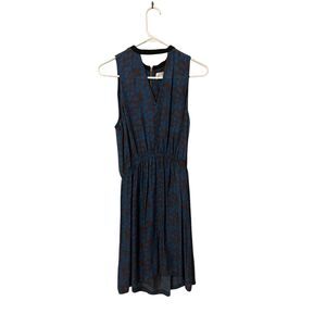 A.L.C Silk V-Neck Cinched Waist Dress Floral Sz M